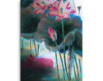 Capybara Under the Lotuses Painting