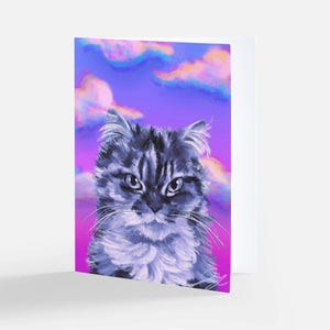 Grumpy Cat Greeting Card - Blank Card with a Grumpy Cat and Neon Clouds (Limited Quantities)