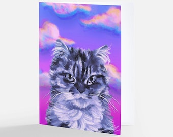 Grumpy Cat Grußkarte: Neon Wolken, Innen blanko