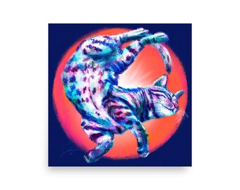 Feline Flows and Poses Collection - Squiggle - Painting of a Wiggly Cat