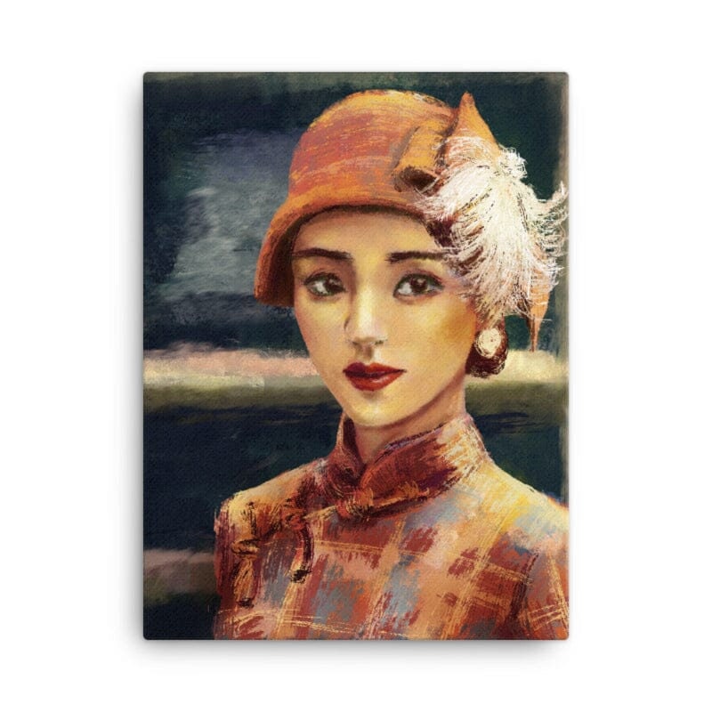 絵画 チャイナドレスの女性像 イタリア製 Xiao Mei: Painting of a Chinese Woman in a Qipao/cheongsam
