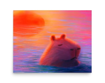 Capybara at Sunset Painting