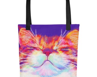Smug Ginger Cat Tote Bag: Colorful Cat Lover Gift