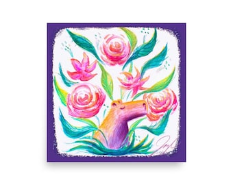 Capybara Bouquet Painting | Capybara Among Flowers