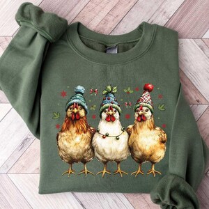 Merry Christmas Chicken Sweatshirt, Christmas Chicken Shirt, Chicken Mom Shirt, Chicken Lover Shirt, Christmas Gift, Christmas Chicken Shirt