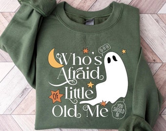Who&#39;s Afraid of Little Old Me Halloween Ghost Sweatshirt, Boo Shirt, Spooky Season Ghost Sweater, Halloween Kids Gifts, Little Ghost Tee