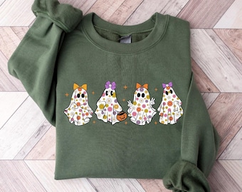 Retro Ghost Sweatshirt, Floral Ghost Halloween Shirt, Retro Fall Shirt, Halloween Ghost Shirt, Floral Ghost T Shirt