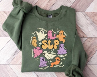 Speech Therapy Sweatshirt, SLP Ghost Shirt, Speech Therapy Halloween Shirt, Speech Therapist, SLP Halloween Shirt, Spooky SLP, Slp Sweater