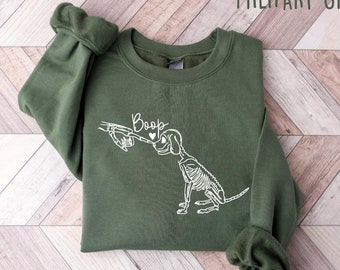 Dog Skeleton Sweatshirt, Halloween Dog Crewneck, Dog Mom Sweatshirt, Halloween Gifts, Spooky Dog Shirt, Skeleton Sweatshirt, Happy Halloween