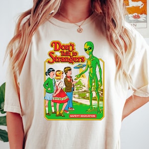 Don&#39;t Talk To Strangers Shirt, Stranger Alien T Shirt, Halloween Alien Shirt, Halloween Crewneck, Funny Halloween Shirt, Halloweentown Shirt