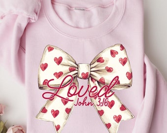 Coquette Valentine's Day Loved Bow Sweatshirt, Love Cupid Shirt, Heart Shirt, XOXO Shirt, Coquette Bow Shirt, Valentine Gifts