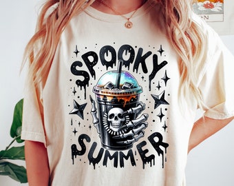 Spooky Summer Shirt, Summer Vibes Skeleton T Shirt, Coffee Lover, Coffee Snarky Skeleton Shirt, Killer Summer Shirt, Halloween Summer Shirt