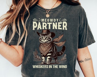 Meowdy Partner Cowboy Cat Shirt, Vintage Cowboy Shirt, Funny Cowboy Cat Shirt, Cowboy T- Shirt, Western Cat Shirt, Cat Lover Shirt