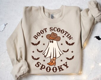 Boot Scootin Spooky Sweatshirt, Halloween Shirt, Cowboy Ghost Shirt, Western Halloween Shirt, Cute Spooky Shirt, Halloween Gift, Country Tee