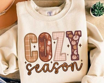 Cozy Season Sweatshirt, Retro Fall Sweatshirt, Get Cozy Sweatshirt, Womens Fall Sweaters, Fall Graphic Tee, Women Fall Shirt,Sweater Weather