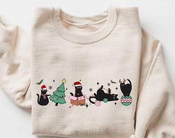 Meowy Christmas Sweatshirt,Happy Cat Year Shirt,Funny Christmas Cat Shirt,Cat Christmas Sweatshirt,Cats Sweatshirt,Cat Lover Christmas Shirt