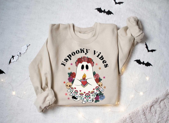 Espooky Vibes Sweatshirt, Spanish Halloween Shirt, Mexican Halloween Tshirt, Gift For Halloween, Womens Halloween Sweater, Ghost Sweatshirt
