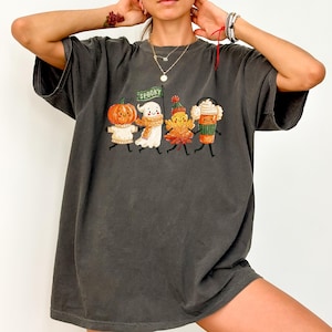 Comfort Colors® Spooky Season Shirt, Fall Halloween Characters Tee, Cute Spooky Squad Shirt, Whimsical Autumn Graphic Tee, Summerween Gift