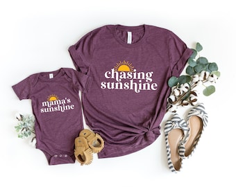 Chasing Sunshine Shirt, Mama's Sunshine TShirt, Mama Shirt, Mini Tee, Mother's Day Gift, Gift For Mom, Mother's Day Crewneck, Cool Mom Shirt