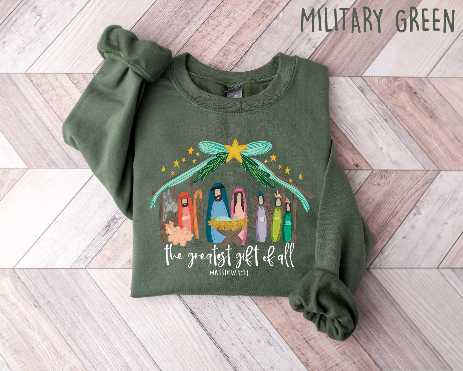 Pull crèche, Noël chrétien, chemise crèche de Noël, crèche histoire vraie, cadeaux religieux de Noël, t-shirt Jésus