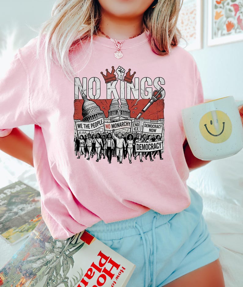 No Kings Sweatshirt Protest Movement Crewneck, Democracy Now Political Shirt, We The People Tee, Anti Monarchy Activist Gift, End Ice Top image 5