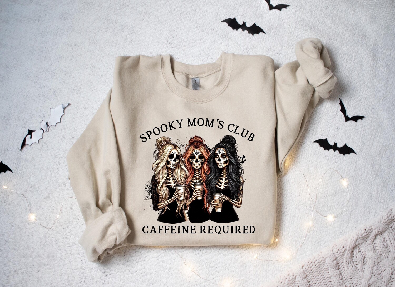 Spooky Mom's Club Caffeine Required Hoodie, Cool Moms Club Hoodie, Retro Halloween Mama Hoodie, Halloween Mom, Spooky Mama, Gift for Mom