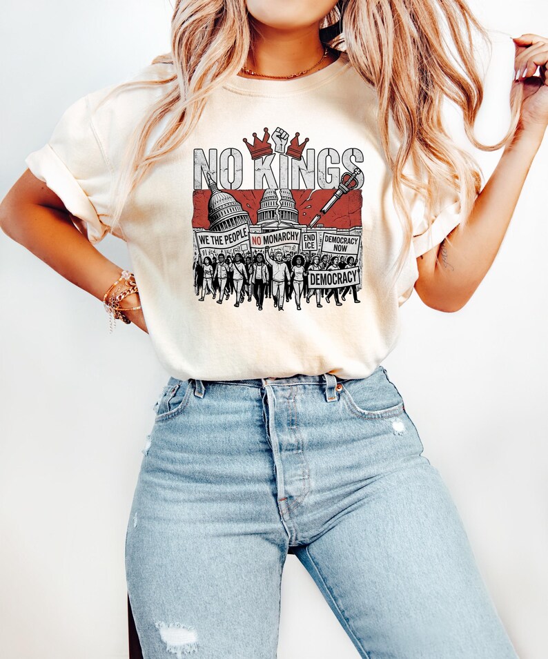 No Kings Sweatshirt Protest Movement Crewneck, Democracy Now Political Shirt, We The People Tee, Anti Monarchy Activist Gift, End Ice Top image 4