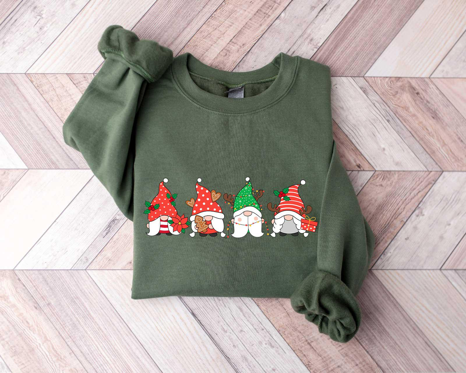 Christmas Gnomes Sweatshirt, Cute Gnome Shirt, Women Holiday Gift, Christmas Gnomes Tee, Christmas Lights Crewneck, Funny Christmas Sweater