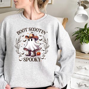 Boot Scootin Spooky Sweatshirt, Cute Spooky Shirt, Halloween Gift, Halloween Shirt, Cowboy Ghost Shirt, Western Halloween Shirt, Ghost Shirt 画像 4