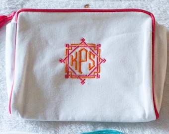 Personalized Cosmetic Bag | Embroidered Cosmetic Bag | Monogram Zipper Pouch | Bridesmaids Gift | Personalized Gifts | Small Makeup Bag