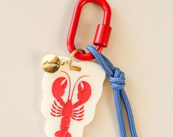 Lobster Bag Charm | Engraved Acrylic Keychain | Tote Bag Charm