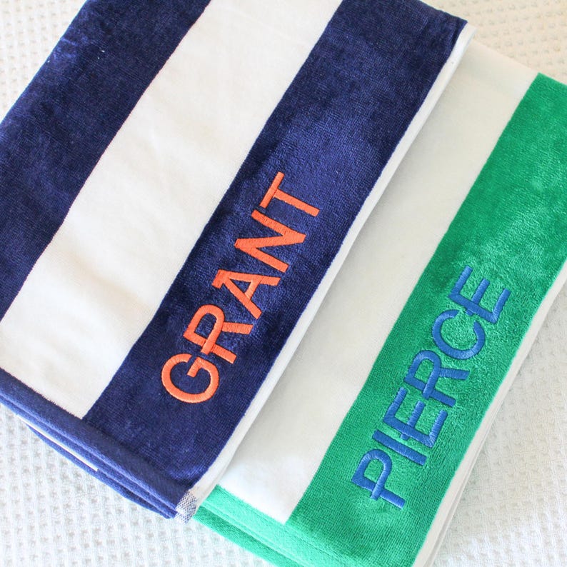Cabana Striped Beach Towel | Personalized Beach Towel | Monogram Towel | Personalized Gifts | Custom Towel | Bachelorette Gift image 2