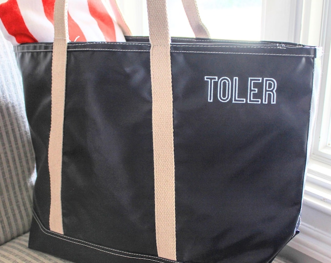 Personalized Vinyl Beach Tote | Water-Resistant Monogrammed Boat Bag