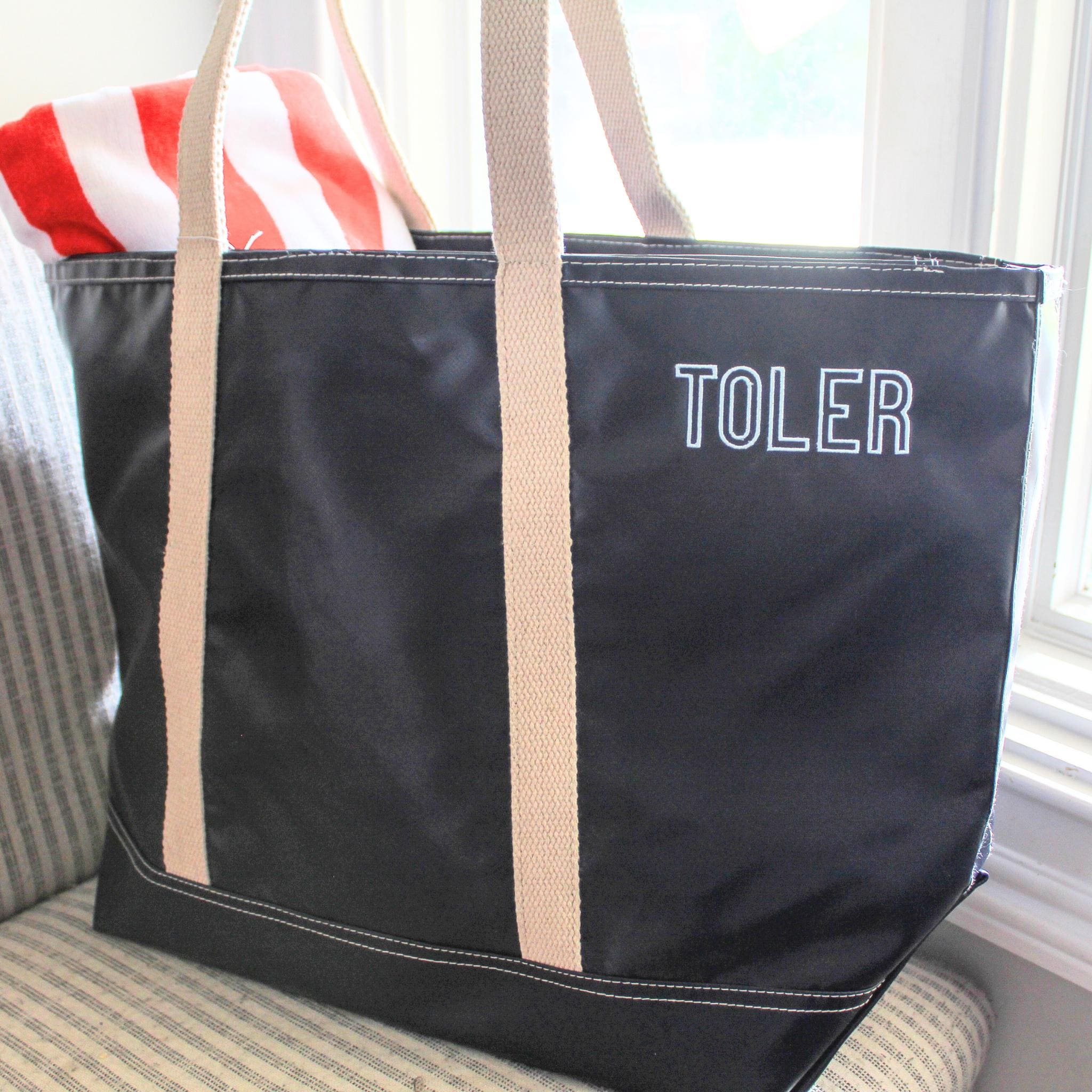 Personalized Vinyl Tote | Beach Sports Bag | Monogrammed Tote | Waterproof Beach Bag| Personalized Gifts | Boat Bag | Bachelorette Gifts