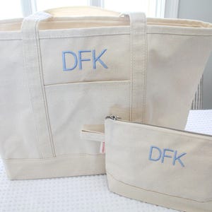 Large Canvas Boat Tote Bag and Pouch | Monogrammed Tote | Personalized Zipper Pouch | Bachelorette Gift | Embroidered Pouch | Christmas Gift