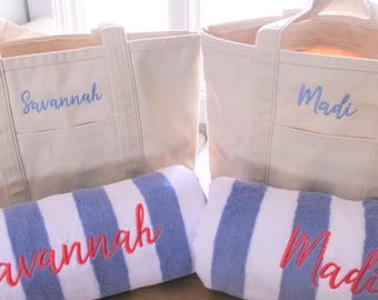 Canvas Boat Tote Bag | Personalized Tote | Monogram Tote | Personalized Gifts | Bachelorette Gifts | Embroidered Travel Bag | Summer Tote