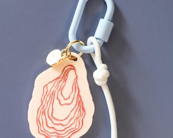 Oyster Shell Bag Charm | Engraved Acrylic Keychain | Tote Bag Charm