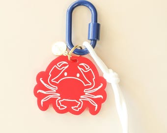 Crab Bag Charm | Engraved Acrylic Keychain | Tote Bag Charm
