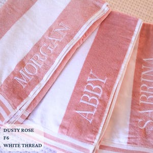 Personalized Embroidered Pastel Cabana Stripe Beach Towel