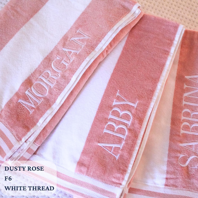 Personalized Embroidered Pastel Cabana Stripe Beach Towel