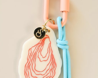 Oyster Shell Bag Charm | Engraved Acrylic Keychain | Tote Bag Charm