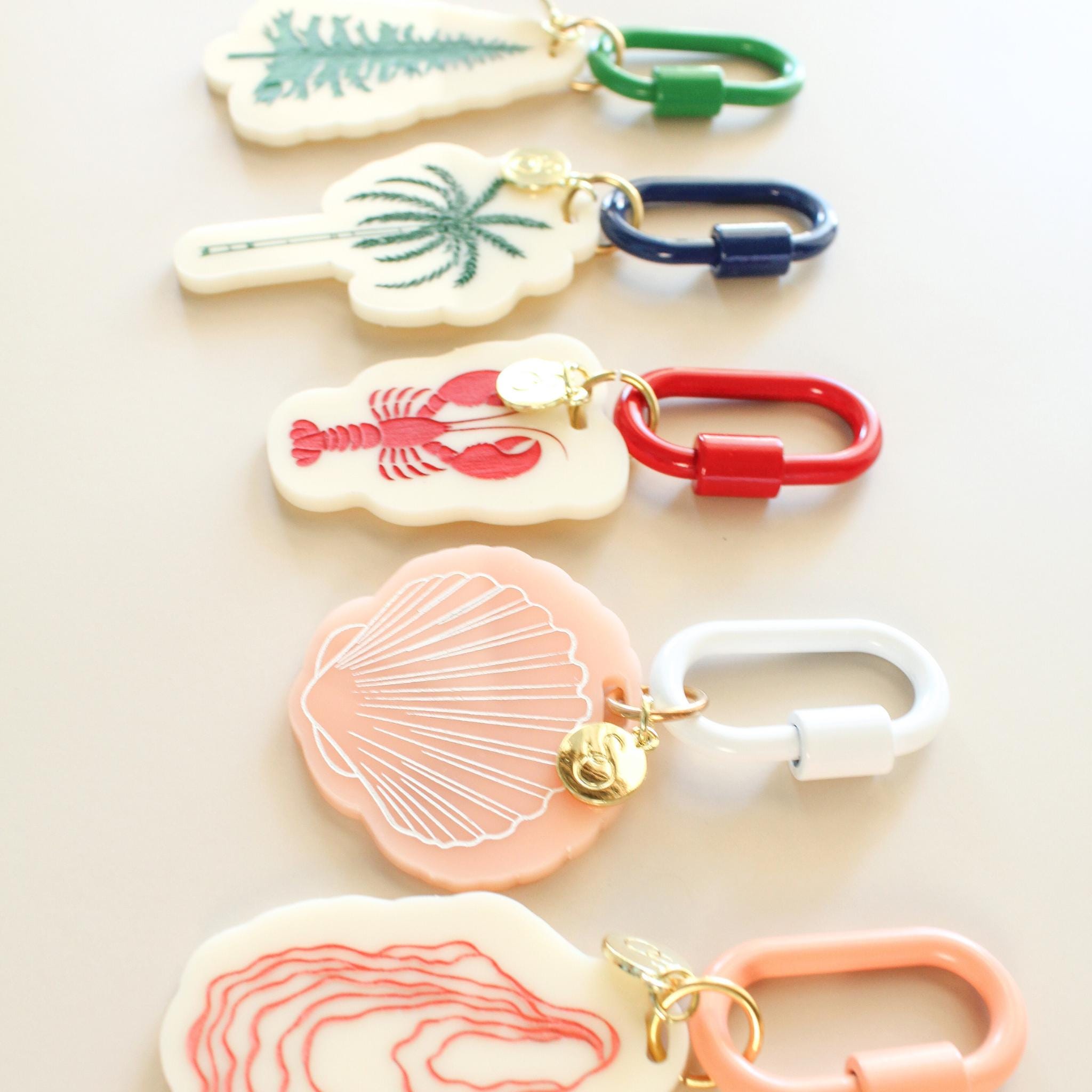 Seashell Bag Charm | Engraved Acrylic Keychain | Tote Bag Charm - Etsy