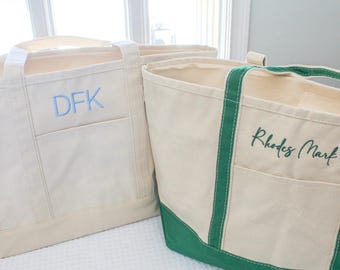 Canvas Boat Tote Bag | Personalized Tote | Monogram Tote | Personalized Gifts | Bachelorette Gifts | Embroidered Travel Bag | Summer Tote