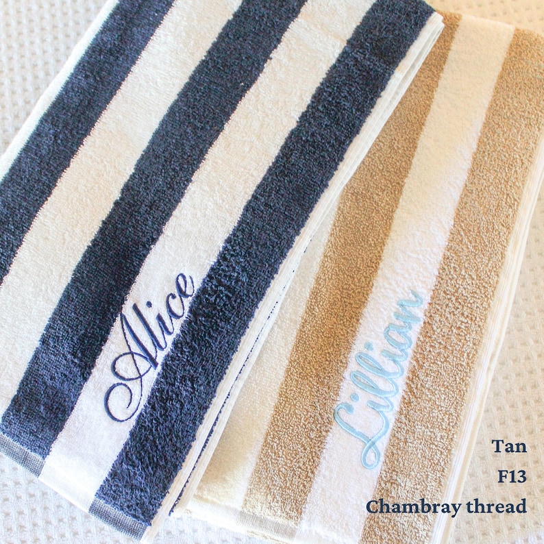 Cabana Stripe Beach Towel | Embroidered Custom Name, Cotton image 3