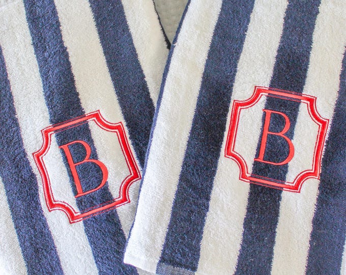 Custom Cabana Stripe Beach Towel | Monogrammed Cotton Towel (30"x70")