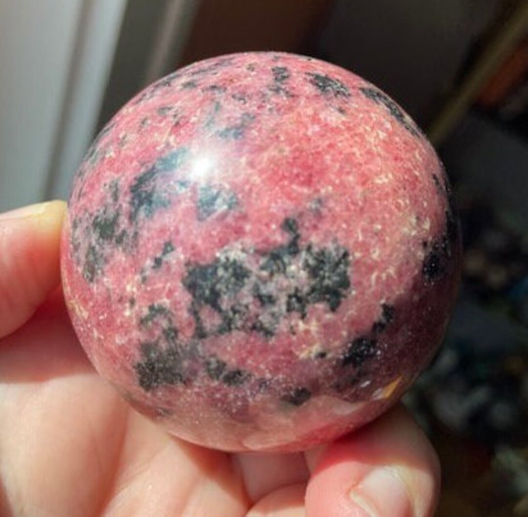 Pink and Black Rhodonite Sphere 0.36kg / 0.78 Pounds - Etsy