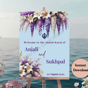 Sikh Wedding Welcome Sign,Anand Karaj Welcome Sign,Indian Wedding Welcome Sign.Engagement, Mehendi,Chunni Ceremony,Jaggo,Choora,Sangeet