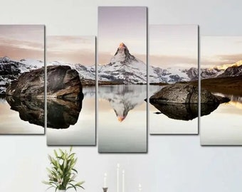 Matterhorn Mountain Wall Art - Alps Mountain Painting - Switzerland Canvas Print - Large Wall Art - Framed Canvas Print