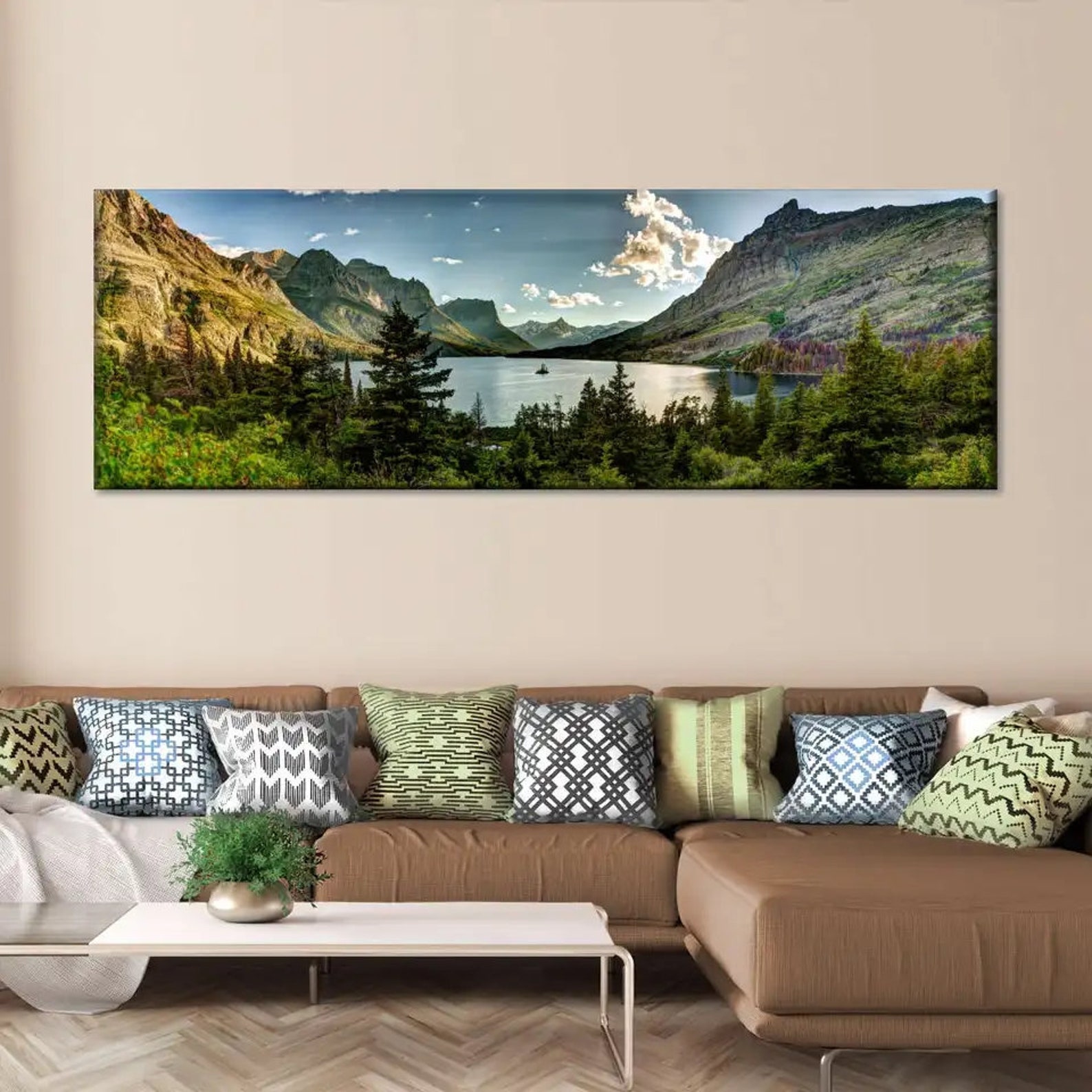 Montana Panoramic Wall Art - Lake Wall Decor- Mountain Canvas Print ...