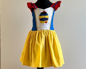 Girls Snow White Theme Flutter Sleeve Fancy Dress